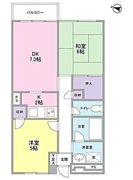 キークハイム秋田 2DKの間取図画像