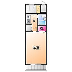 シャルマンフジ下松壱番館 1Kの間取図画像