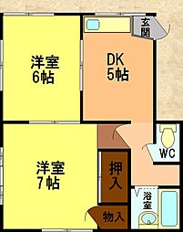 コーポかわせみ 2DKの間取図画像