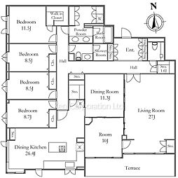 ザ・パークリモア白金台三丁目 1階4SLDKの間取り