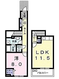 パーク ウエスト 1階1LDKの間取り