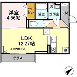 リュミエール ミナミ 1階1LDKの間取り