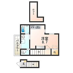 南海線 湊駅 徒歩6分の賃貸アパート 2階ワンルームの間取り