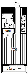 フローラル散田 1Kの間取図画像