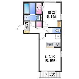 パストラル大美野 1LDKの間取図画像