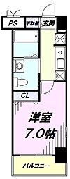 ＬａＳａｎｔｅ立川 7階1Kの間取り