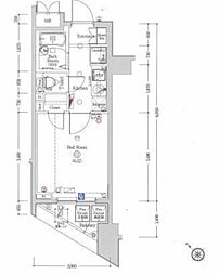 ARTESSIMO AQUALINK VISTA 9階1Kの間取り