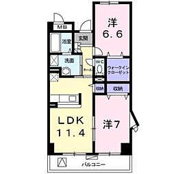 ベルアビタシオン 5階2LDKの間取り
