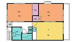ジョイハイツ国立A 2DKの間取図画像