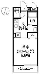 ピエ・デ・トロンシェ 1Kの間取図画像