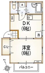 コスモスイレブン 1DKの間取図画像