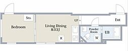 EXAM西新宿 1LDKの間取図画像