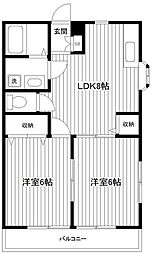 ヒルズS・K 2LDKの間取図画像