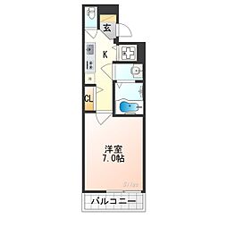 アドバンス京都烏丸町 1Kの間取図画像