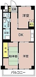 JR総武線 稲毛駅 徒歩5分の賃貸マンション 1階3DKの間取り