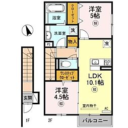 山陽電鉄本線 西新町駅 徒歩8分の賃貸アパート 2階2LDKの間取り
