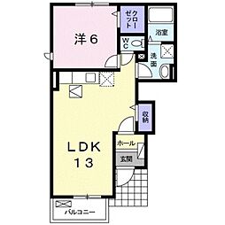 アーベンロートB 1階1LDKの間取り
