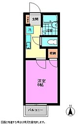 パールハイム 1Kの間取図画像