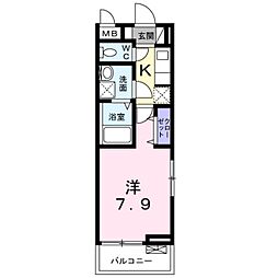 キアーロ下田 1Kの間取図画像