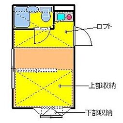 カーメルヴィラＲ16 1階ワンルームの間取り