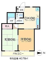 ロワール西一之江 3階2DKの間取り