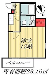 Gluck船橋 1Kの間取図画像