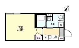 ベイルーム十日市場 1Kの間取図画像