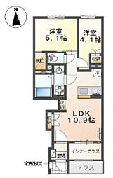 Y.S  TERRACE2 2LDKの間取図画像