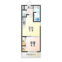 おおさか東線 放出駅 徒歩10分の賃貸アパート 1階1DKの間取り