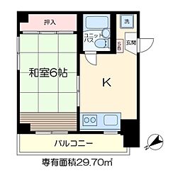 岡田ビル 5階1Kの間取り