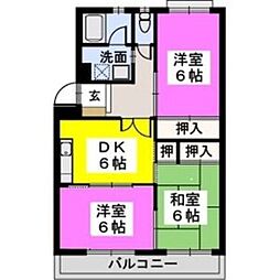 サンハイツ三苫 403 4階3DKの間取り