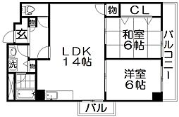 マンショングランメール 2LDKの間取図画像