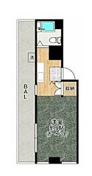 宮町マンション 5階ワンルームの間取り