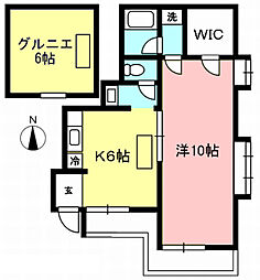 サニーハイム35 2階1DKの間取り