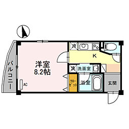 メゾンアンシャンテ 1Kの間取図画像
