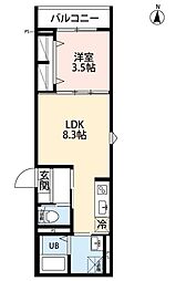 robot home 前原II(ロボットホームマエバラツー) 1LDKの間取図画像