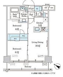 パークアクシス赤羽南 9階2LDKの間取り