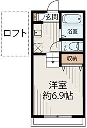 フリーハンド×上大岡 1Kの間取図画像