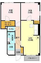ウィステリア II 1階2LDKの間取り