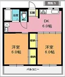 吉沢ビル 2DKの間取図画像