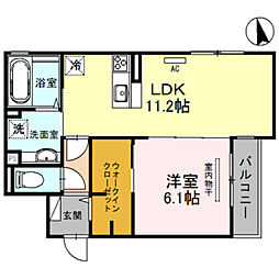 JR東海道・山陽本線 立花駅 徒歩20分の賃貸アパート 3階1LDKの間取り