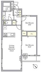 メゾンカルム中落合Ｓｏｕｔｈ 2階2LDKの間取り