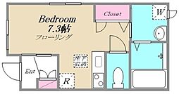 さくらPalace 1階ワンルームの間取り