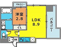 SDグランツ神戸水木通 2階1LDKの間取り
