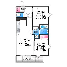 プレステージ14番館 2LDKの間取図画像