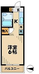 グリーンハイム広瀬 4階1Kの間取り