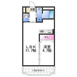 ASAマンション中之島 1LDKの間取図画像