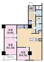 ドミール五番町 2号棟 11階3LDKの間取り