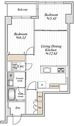 グリーンホームズ・2 2LDKの間取図画像