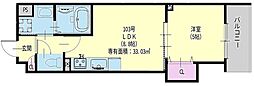 クリエオーレ新堂I 1LDKの間取図画像